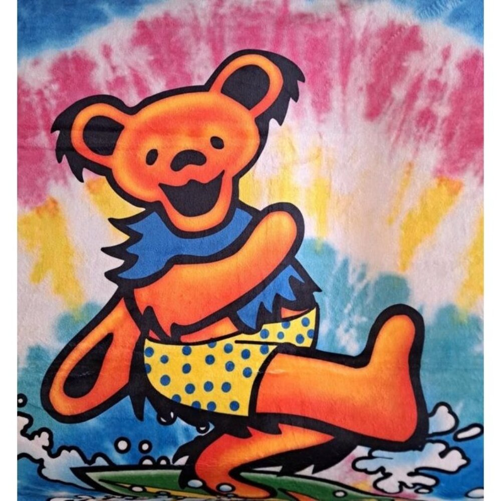 Surfing Grateful Dead Beach Bath Pool Gift Towel Cotton Dancing Bear Waves New - Picture 3 of 4